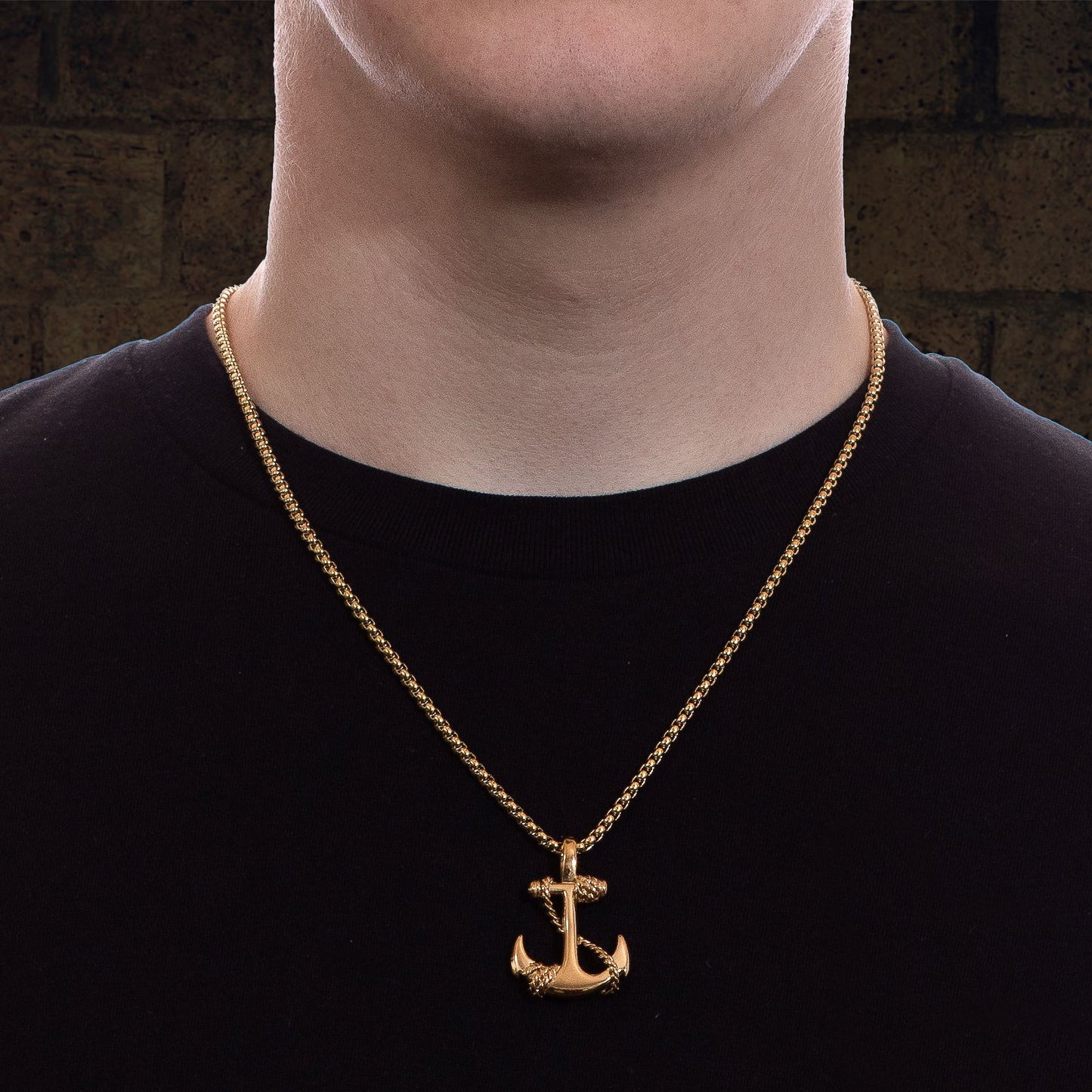 Men's Gold Anchor Pendant Chain