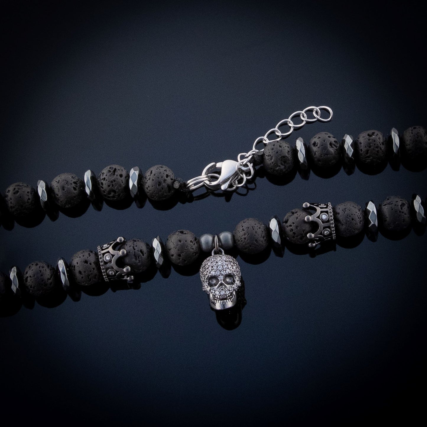Men's Bead Skull Pendant Chain