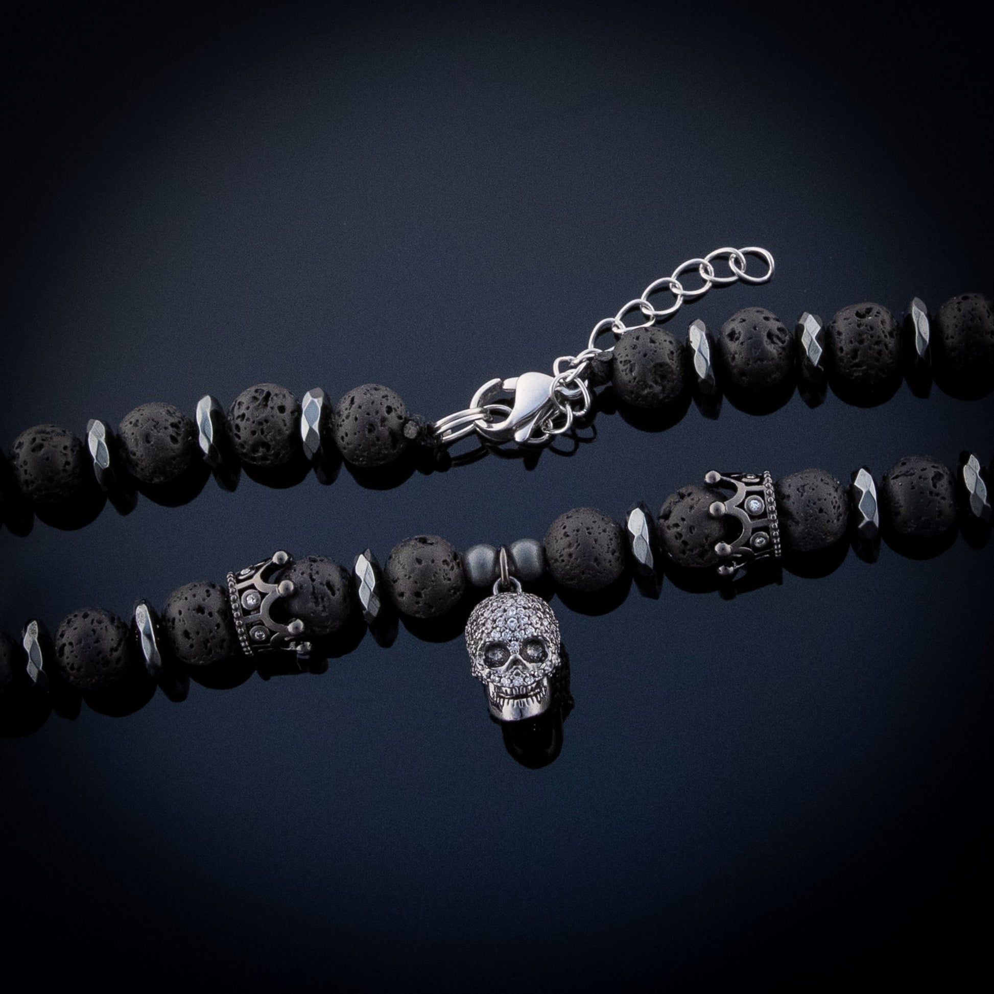 Men's Bead Skull Pendant Chain