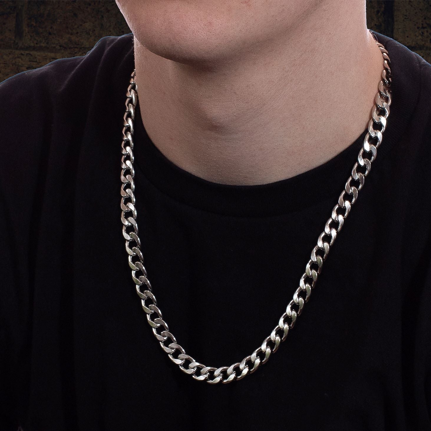 Men's Silver Curb Chain