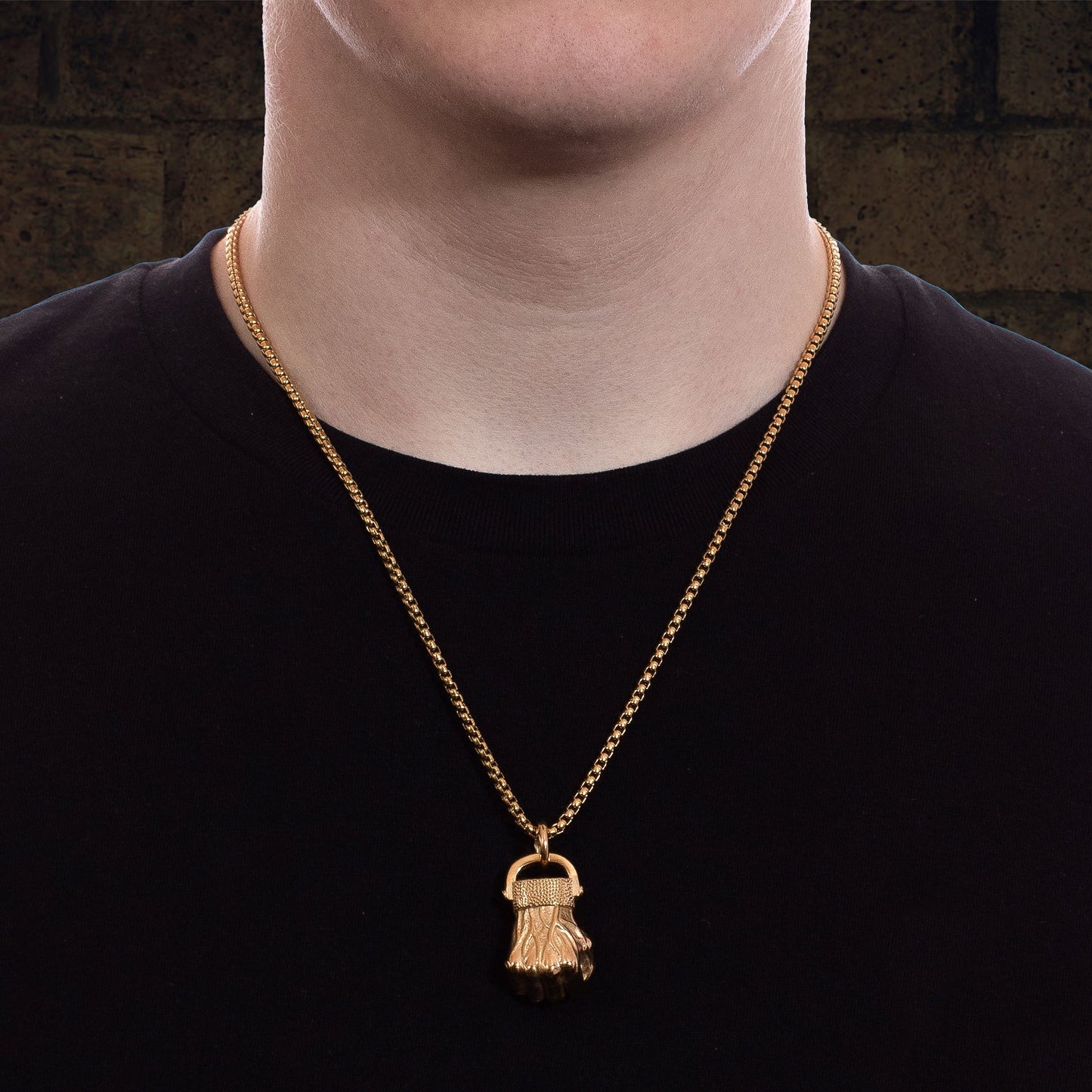 Men's Gold Fist Pendant Chain