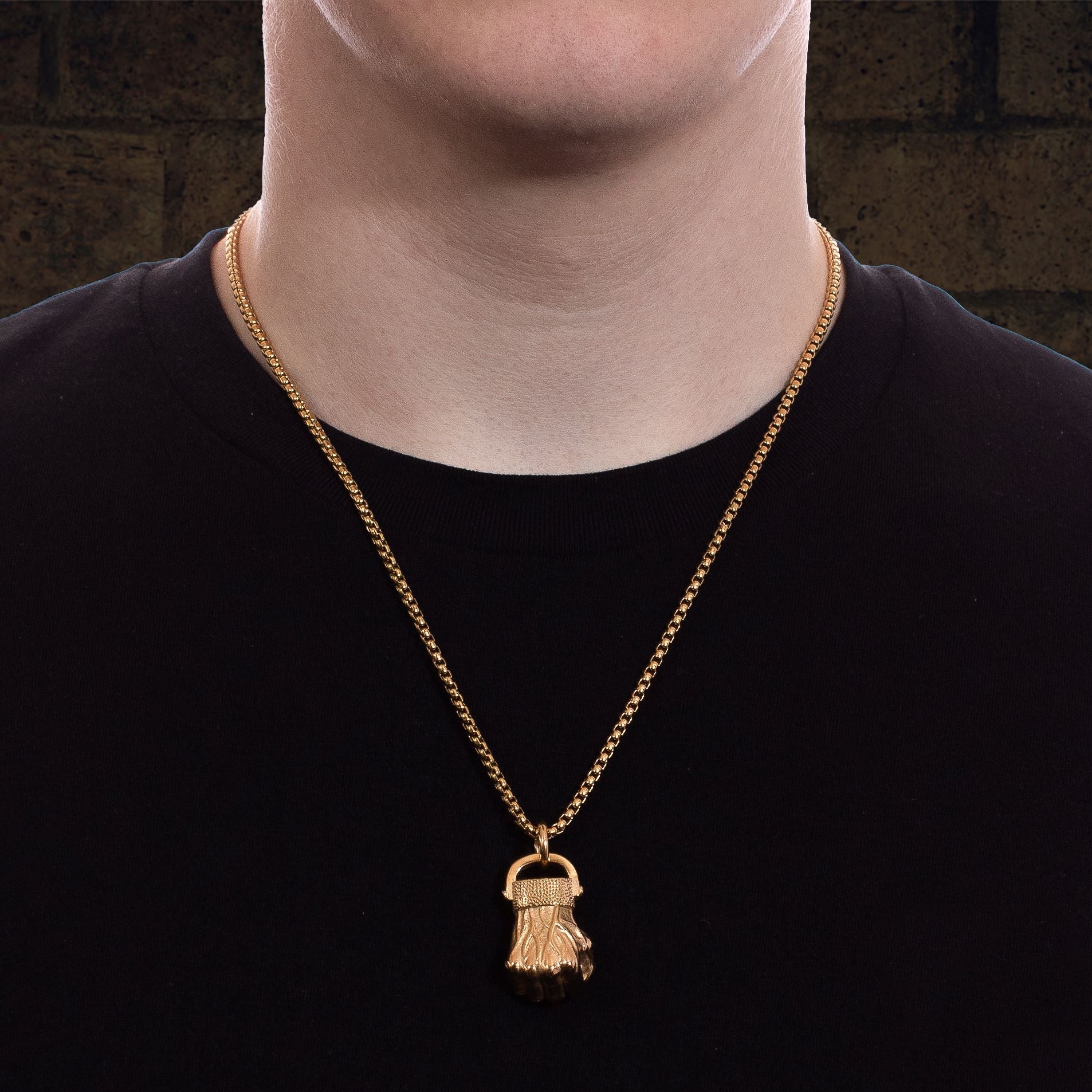 Men's Gold Fist Pendant Chain