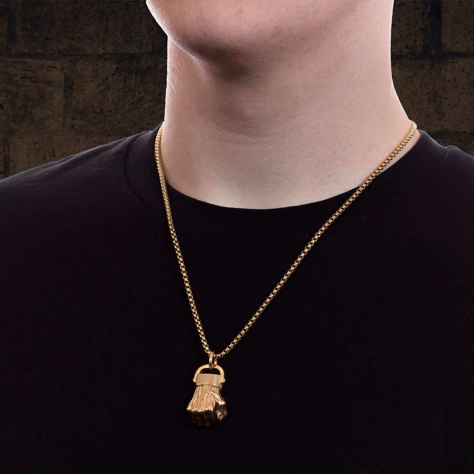 Men's Gold Fist Pendant Chain