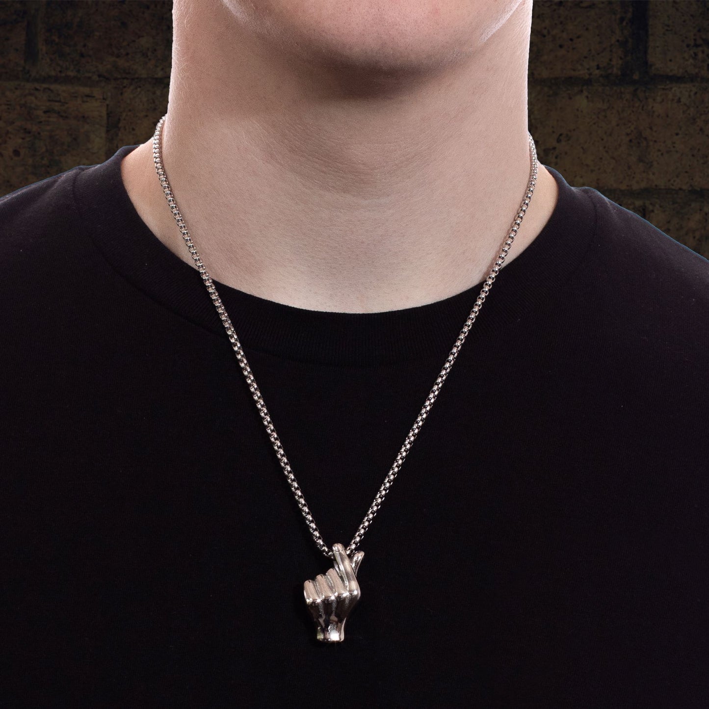 Men's Silver Hand Pendant Chain