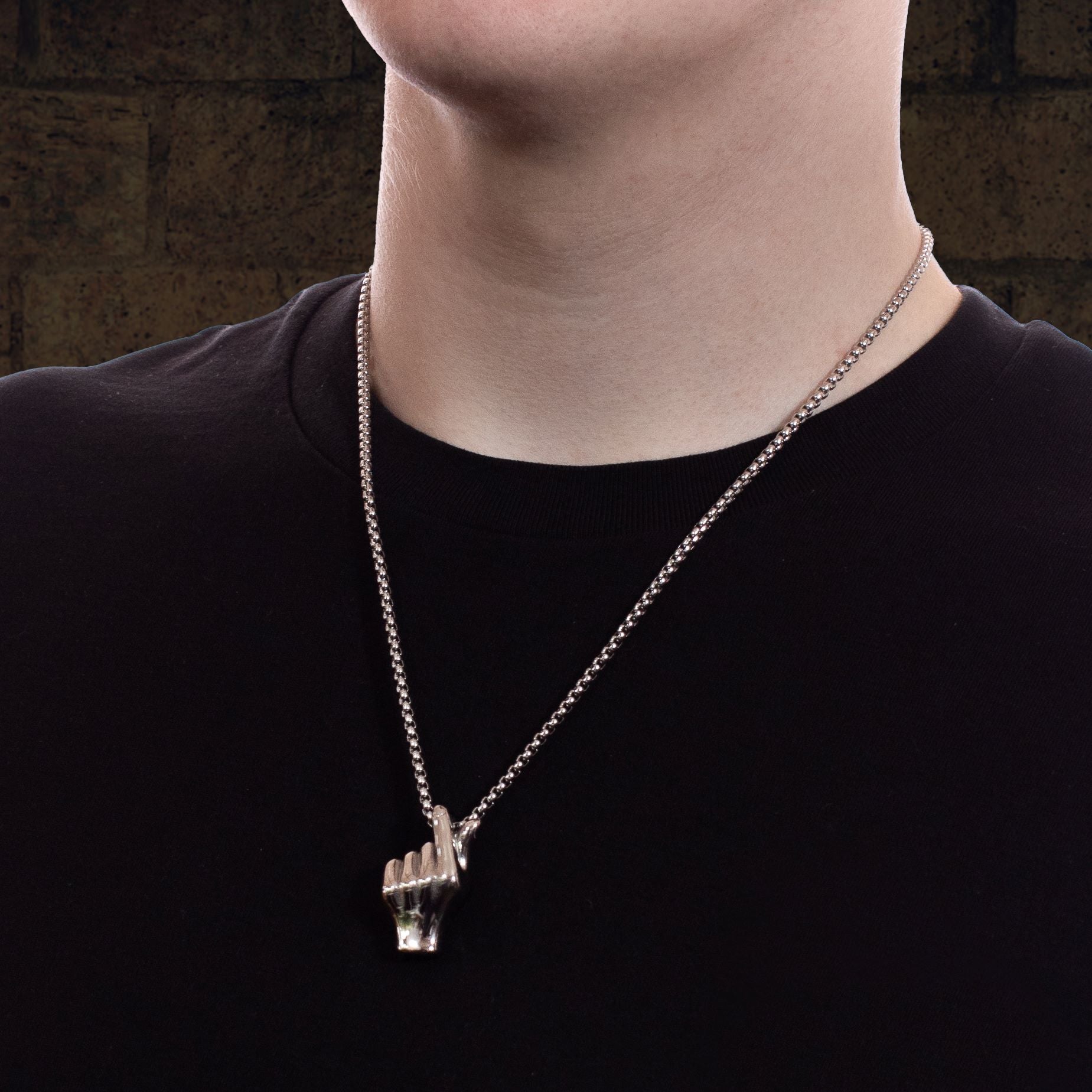 Men's Silver Hand Pendant Chain
