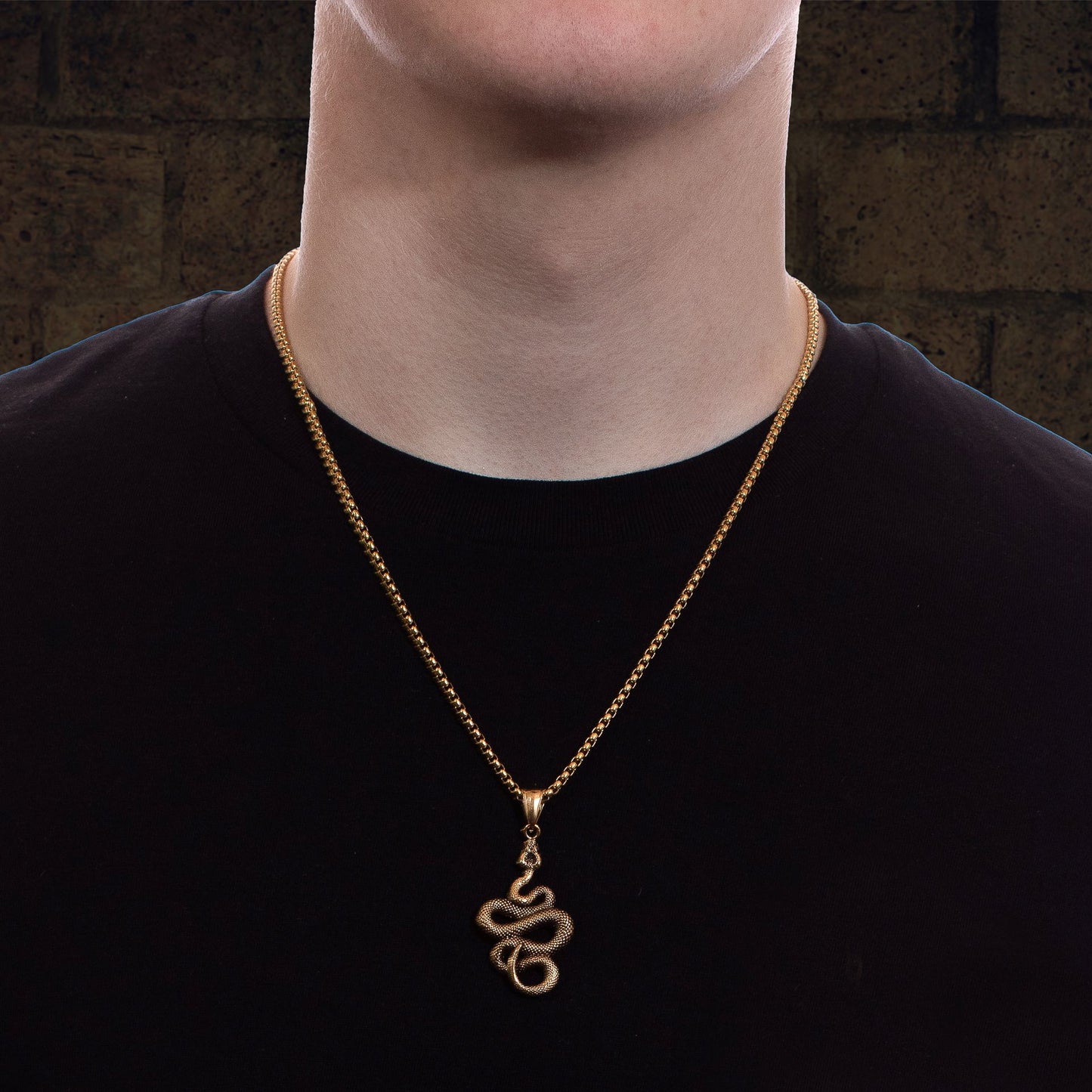 Men's Gold Serpent Pendant Chain