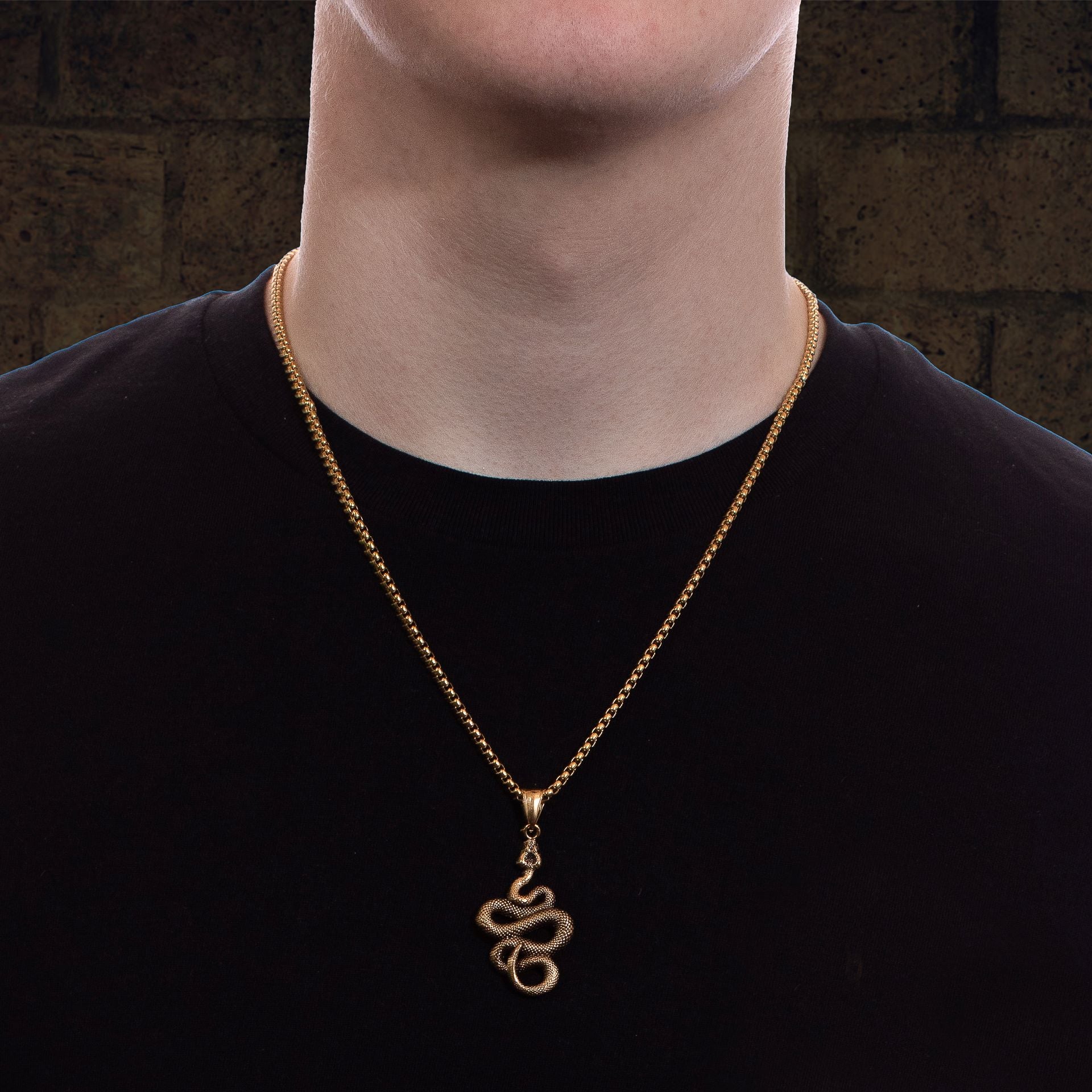 Men's Gold Serpent Pendant Chain