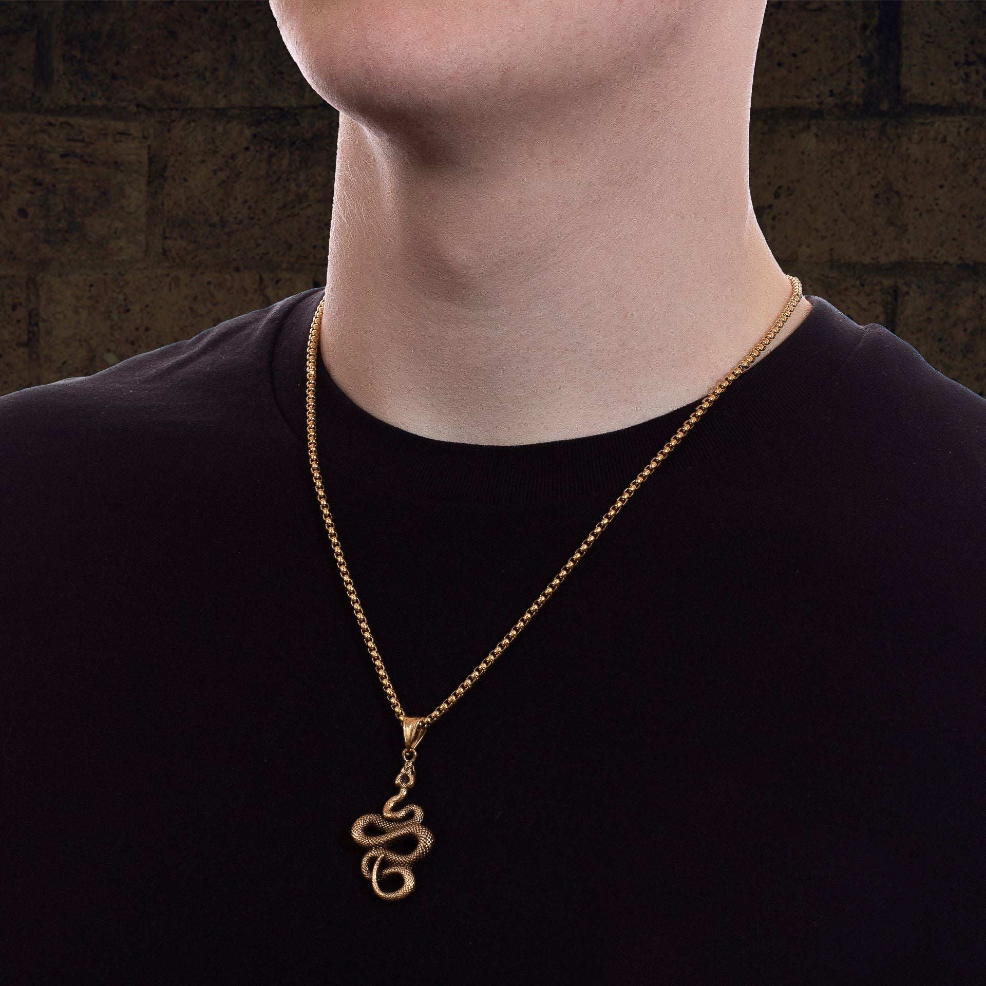 Men's Gold Serpent Pendant Chain