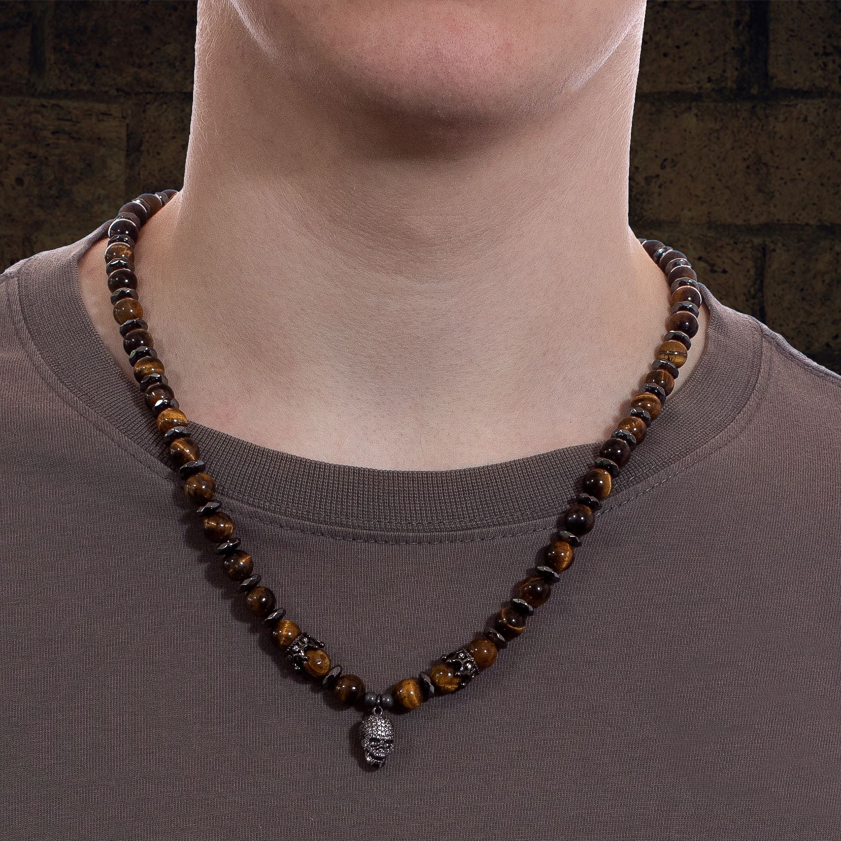 Men's Tiger Eye Skull Chain