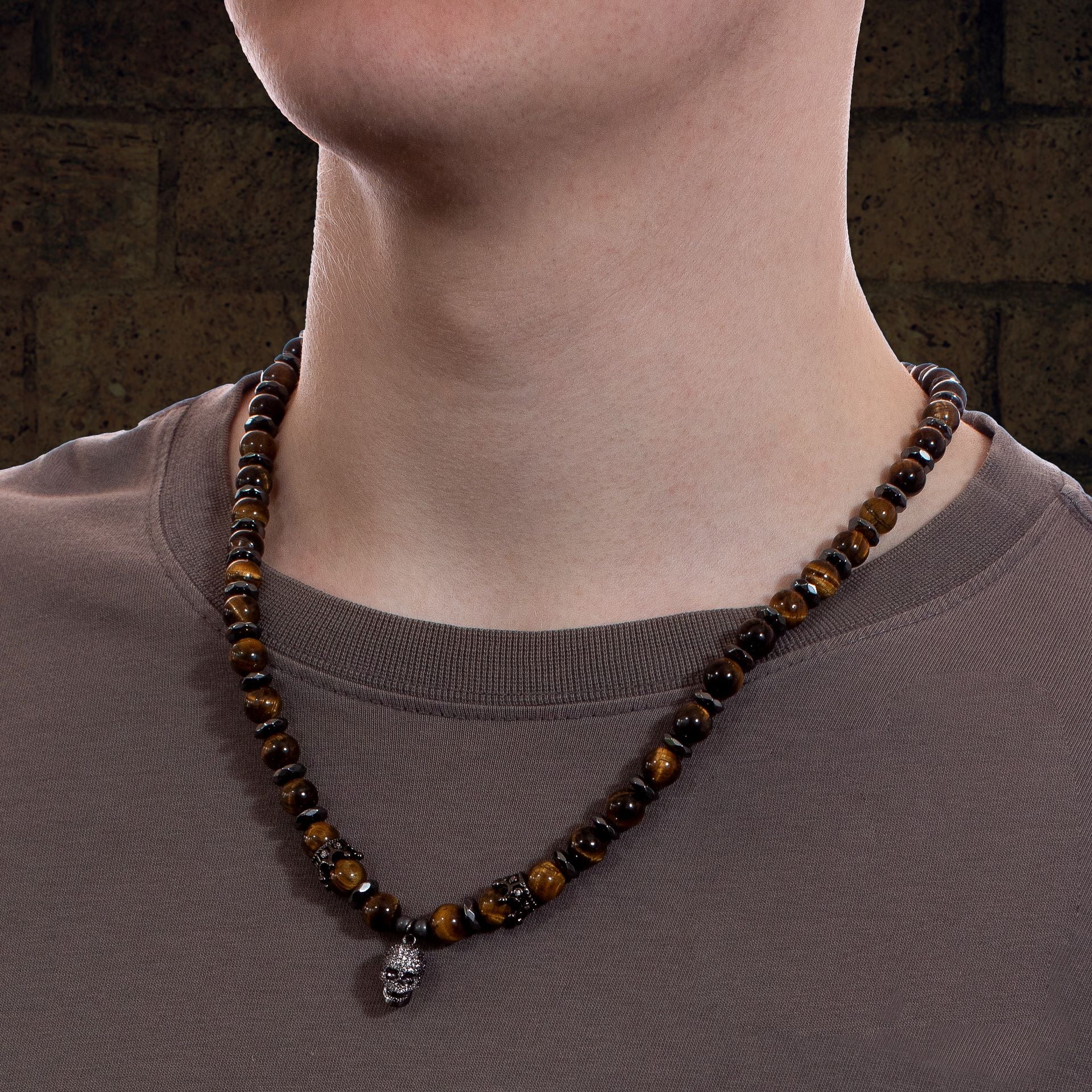 Men's Tiger Eye Skull Chain